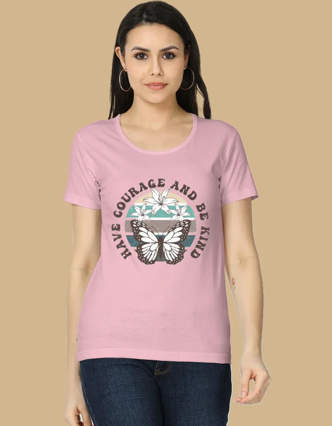 Inspirational Butterfly T-Shirt | "Have Courage and Be Kind" Graphic Top - Urban Edge
