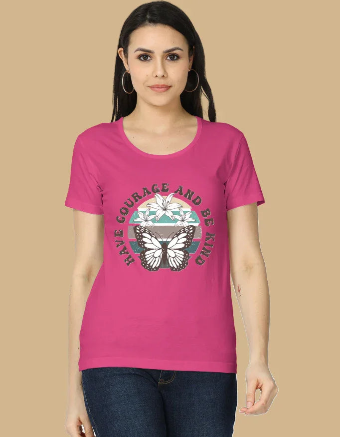 Inspirational Butterfly T-Shirt | "Have Courage and Be Kind" Graphic Top - Urban Edge