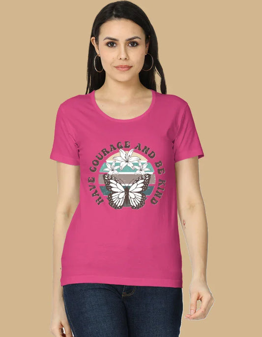 Inspirational Butterfly T-Shirt | "Have Courage and Be Kind" Graphic Top - Urban Edge