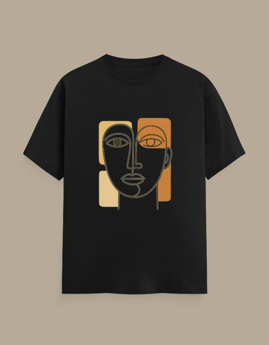Abstract Face Line Art T-Shirt - Urban Edge