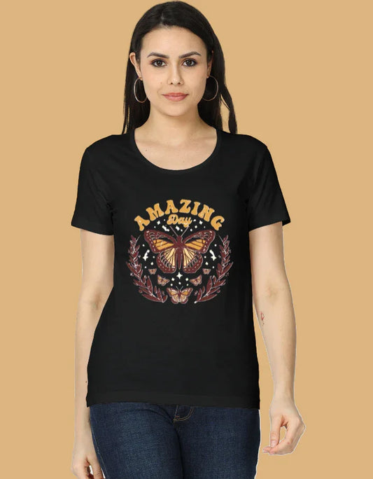 "Amazing day" - Butterfly T-Shirt | Graphic Top - Urban Edge