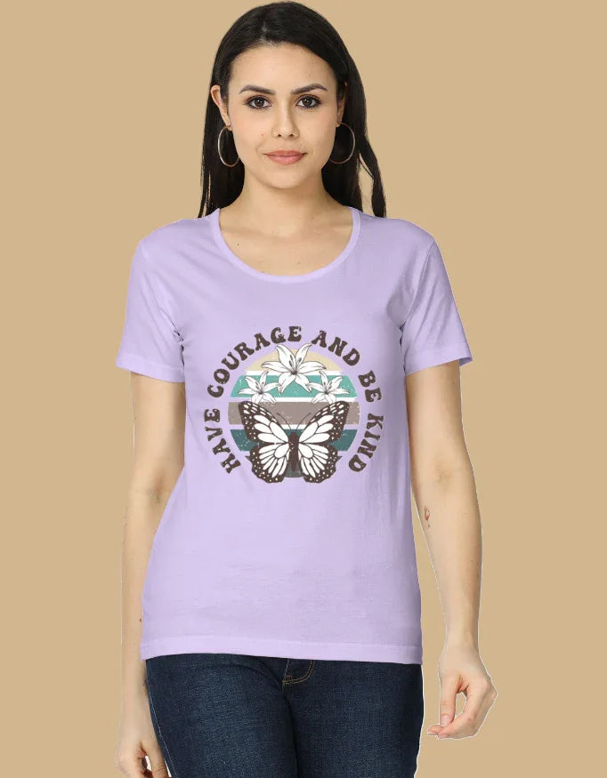 Inspirational Butterfly T-Shirt | "Have Courage and Be Kind" Graphic Top - Urban Edge