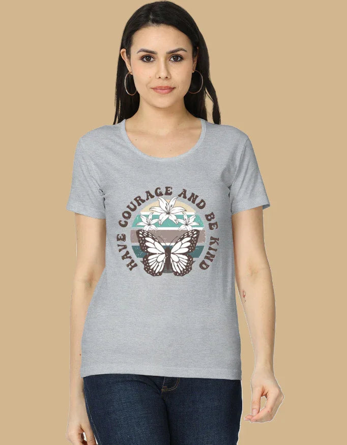Inspirational Butterfly T-Shirt | "Have Courage and Be Kind" Graphic Top - Urban Edge