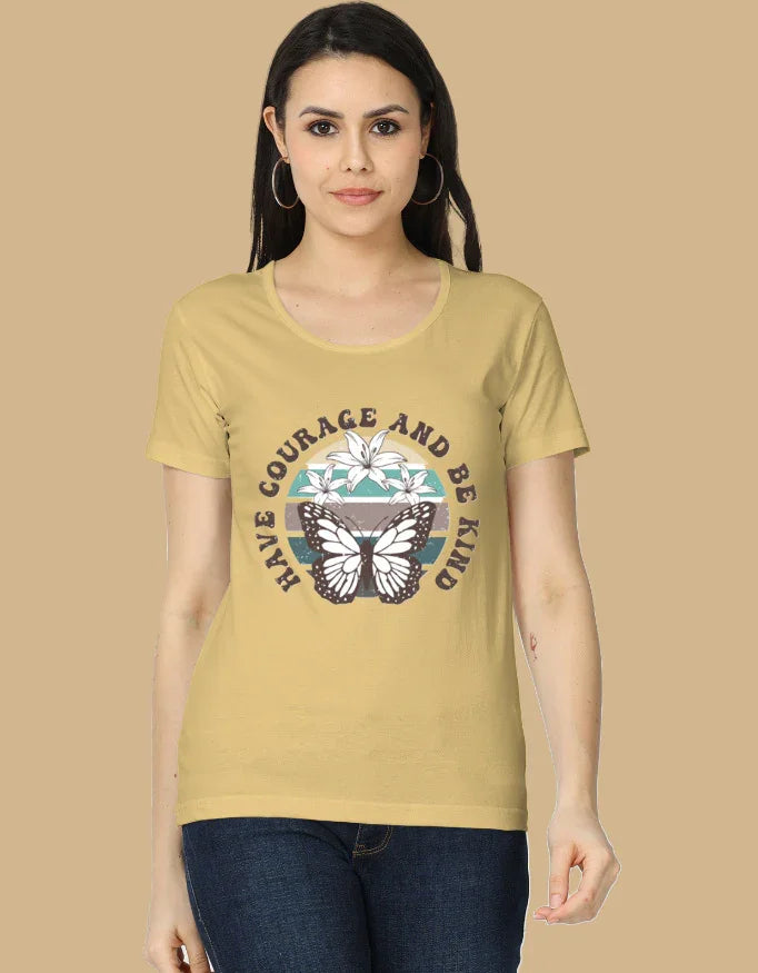 Inspirational Butterfly T-Shirt | "Have Courage and Be Kind" Graphic Top - Urban Edge